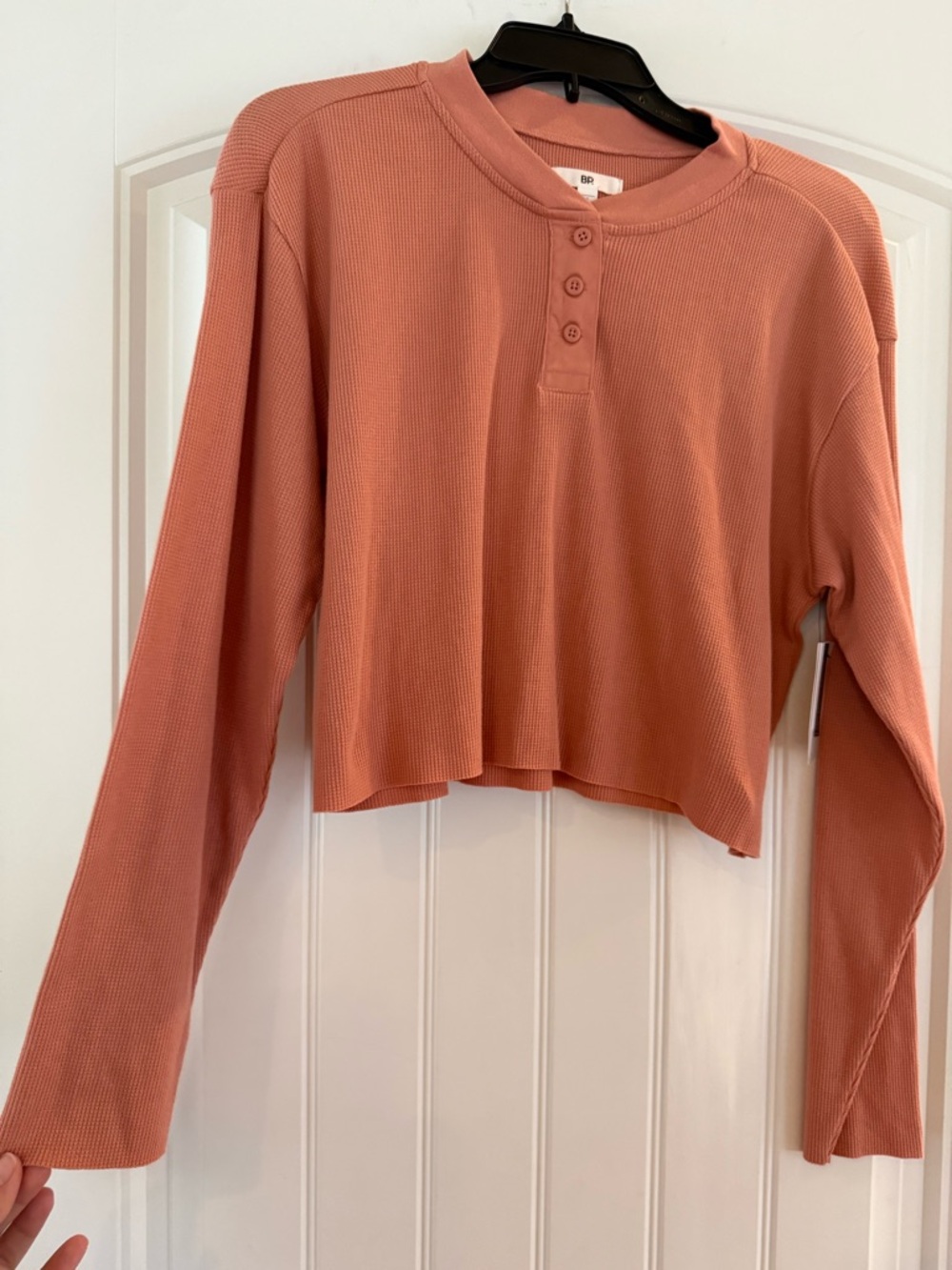 BP. Ribbed Button Crop Top In Dusty Rose - Picture 3 of 6